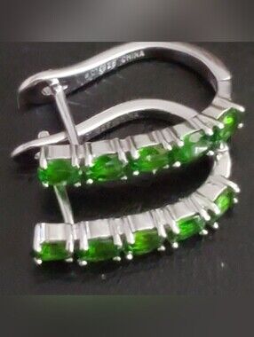 Diopside 925 Sterling Silver Hoop Earrings